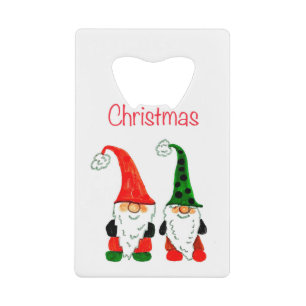 kerstgnomen feestelijke humor waterverf creditkaart flessenopener