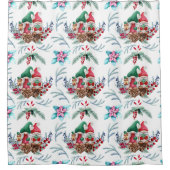 Kerstgnomen Floral Pattern Douchegordijn (Voorkant)