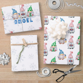 Kerstgnomen GNOEL Winter Snowflake Inpakpapier Vel