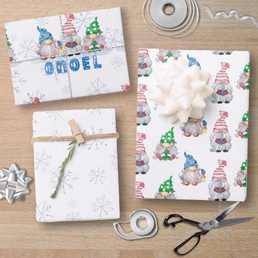 Kerstgnomen GNOEL Winter Snowflake Inpakpapier Vel
