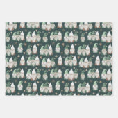 Kerstgnomen Green Gold Scandinavian Trendy Inpakpapier Vel (Voorkant 2)