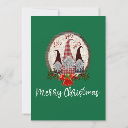 Kerstgnomen Groen Rustiek, Trendy Kaart (Voorkant)