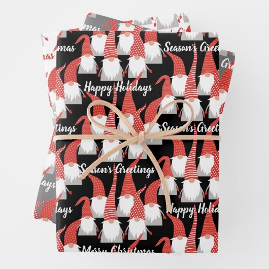 Kerstgnomen Holiday Elves Cute Seasonal Xmas Inpakpapier Vel (In situ)