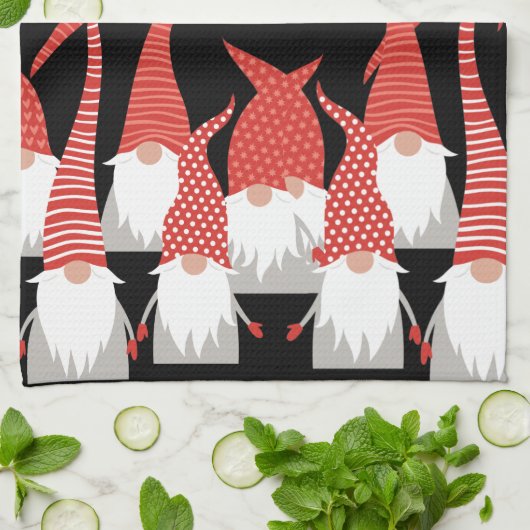 Kerstgnomen Holiday Elves Cute Seasonal Xmas Theedoek (Gevouwen)