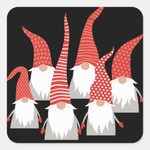 Kerstgnomen Holiday Elves Cute Seasonal Xmas Vierkante Sticker