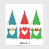 Kerstgnomen in Blauw Groen en Rood Sticker (Vel)