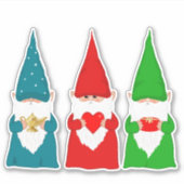 Kerstgnomen in Blauw Groen en Rood Sticker (Voorkant)