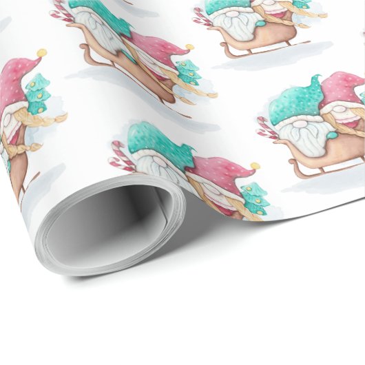 kerstgnomen in de steek cadeaupapier (Rol Hoek)