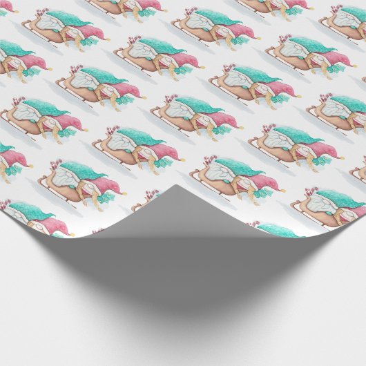 kerstgnomen in de steek cadeaupapier (Hoek)