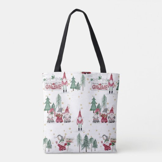 Kerstgnomen in de Waterverf Forest Snowflakes Tote Bag (Achterkant)