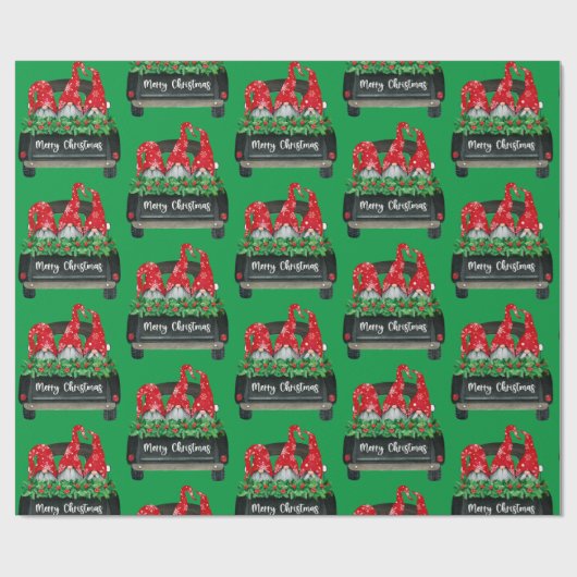 Kerstgnomen in een vrachtwagen cadeaupapier (Vlak)