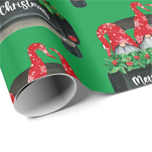 Kerstgnomen in een vrachtwagen cadeaupapier (Rol Hoek)