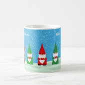 Kerstgnomen in kleurrijke jurken en sneeuw koffiemok (Center)