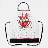 Kerstgnomen in koffiebeker rode namen schort (Voorkant)