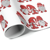 Kerstgnomen in Red Waterverf Holiday Cadeaupapier (Rol Hoek)