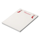 Kerstgnomen in snoeprietjes met rode kousen notitieblok (Linkerzijde)