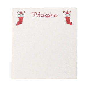 Kerstgnomen in snoeprietjes met rode kousen notitieblok