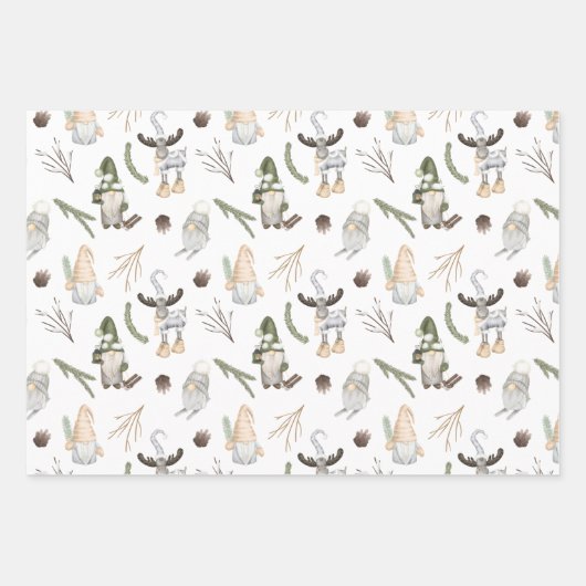 Kerstgnomen Inpakpapier Vel (Voorkant)