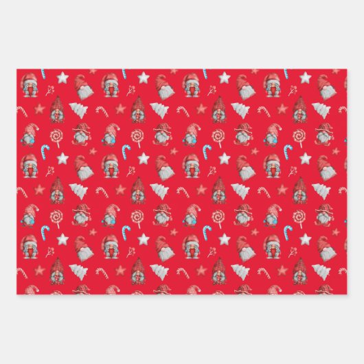 Kerstgnomen Inpakpapier Vel (Voorkant)