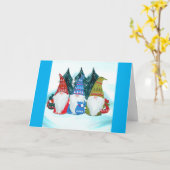 Kerstgnomen Kaart (Gele Bloem)