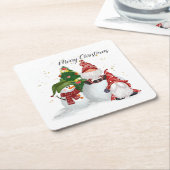 Kerstgnomen Kartonnen Onderzetters (Schuin)