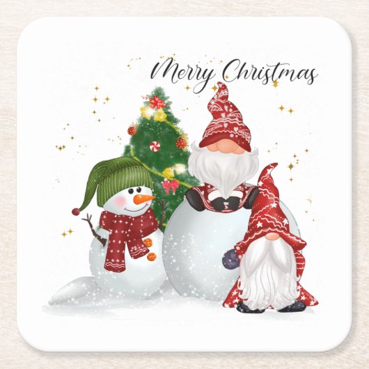 Kerstgnomen Kartonnen Onderzetters (Voorkant)