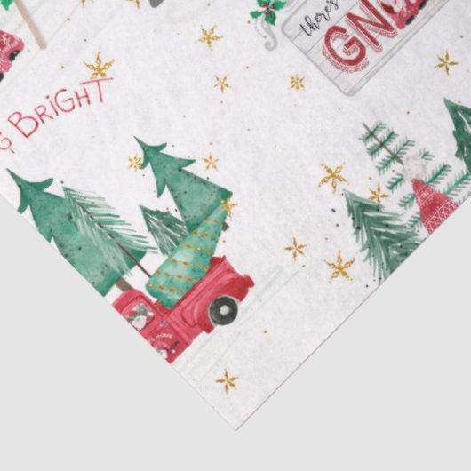 Kerstgnomen Merry Bright Red Truck-loskoppeling Tissuepapier (Detail)