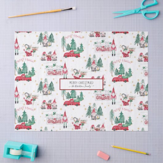 Kerstgnomen Merry en Bright Red Truck Forest Tissuepapier (Craft)