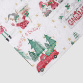 Kerstgnomen Merry en Bright Red Truck Forest Tissuepapier (Detail)