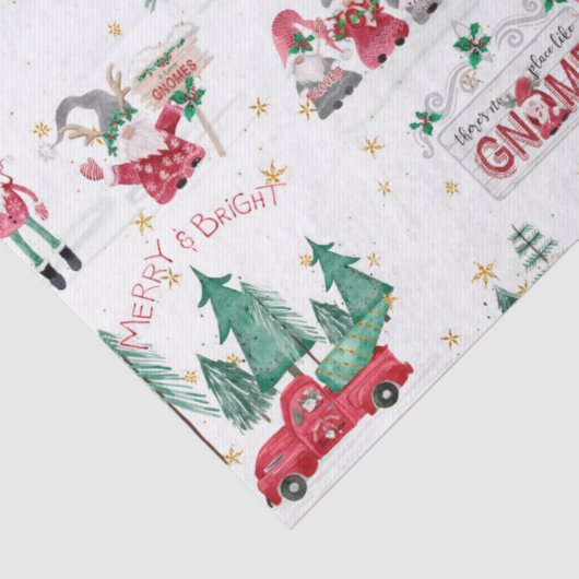 Kerstgnomen Merry en Bright Red Truck Forest Tissuepapier (Detail)