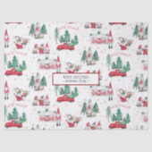 Kerstgnomen Merry en Bright Red Truck Forest Tissuepapier (Voorkant)