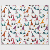 Kerstgnomen met Lantern Waterverf Holiday Cadeaupapier (Vlak)