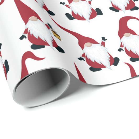 Kerstgnomen met Lantern Waterverf Holiday Cadeaupapier (Rol Hoek)