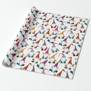 Kerstgnomen met Lantern Waterverf Holiday Cadeaupapier