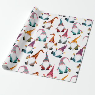 Kerstgnomen met Lantern Waterverf Holiday Cadeaupapier