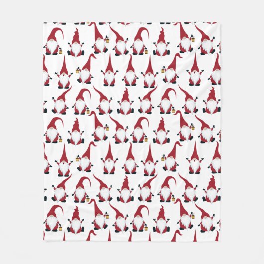Kerstgnomen met Lantern Waterverf Holiday Fleece Deken (Voorkant)