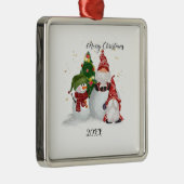 Kerstgnomen Metalen Ornament (Rechts)