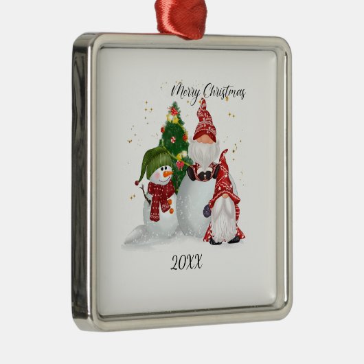 Kerstgnomen Metalen Ornament (Rechts)