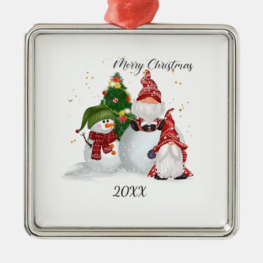 Kerstgnomen Metalen Ornament (Voorkant)