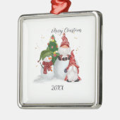 Kerstgnomen Metalen Ornament (Links)