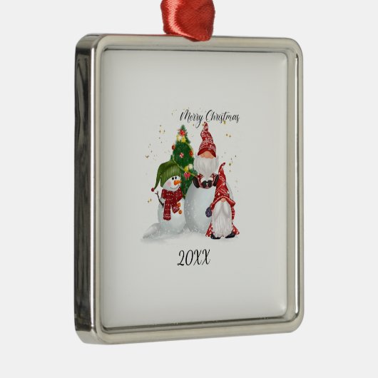 Kerstgnomen Metalen Ornament (Rechts)