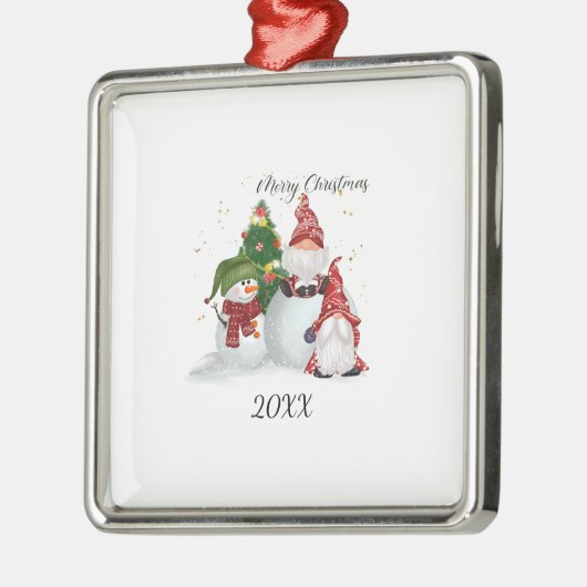 Kerstgnomen Metalen Ornament (Links)