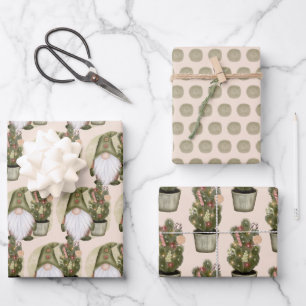 Kerstgnomen Noordse Scandinavische Groene Tan Inpakpapier Vel