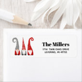 Kerstgnomen Nordic Red Gray, op maat gemaakt Etiket (Insitu)