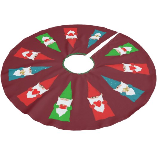 Kerstgnomen op Bourgogne Red Kerstboom Rok (Gekanteld)