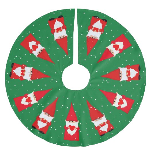 Kerstgnomen op groen geborsteld polyesterboom S Kerstboom Rok (Voorkant)