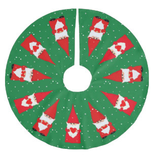 Kerstgnomen op groene polyesteren boom met borstel kerstboom rok