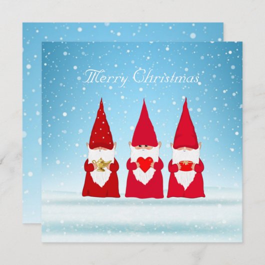 Kerstgnomen op lichtblauw (Voorkant / Achterkant)