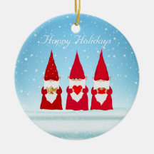 Kerstgnomen op lichtblauw