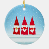 Kerstgnomen op lichtblauw keramisch ornament (Achterkant)